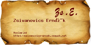 Zsivanovics Ernák névjegykártya